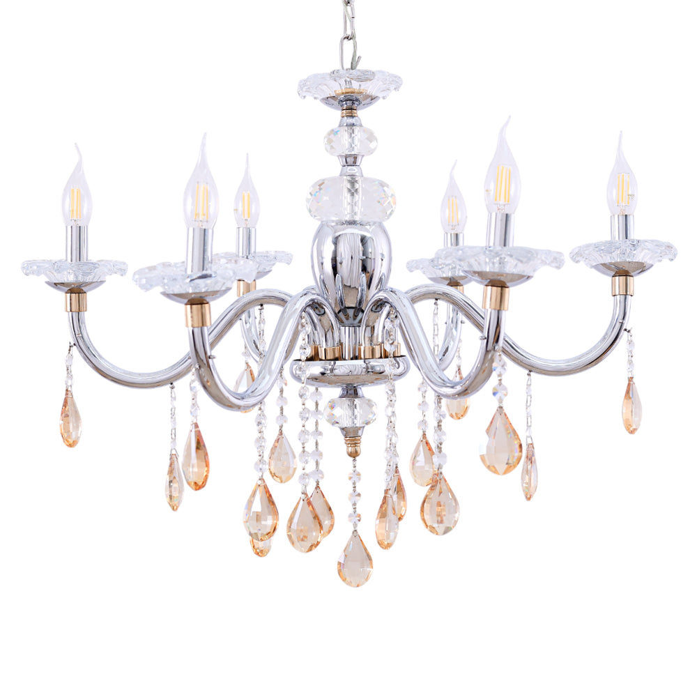 نجفه جوهره، 6 لمبة، معدن، 72×70 سم فضي من قنديل مصر - Gawhara Chandelier, 6 Lights, Metal, 72×70cm Silver|Kandil Egypt