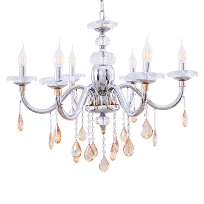 نجفه جوهره، 6 لمبة، معدن، 72×70 سم فضي من قنديل مصر - Gawhara Chandelier, 6 Lights, Metal, 72×70cm Silver|Kandil Egypt