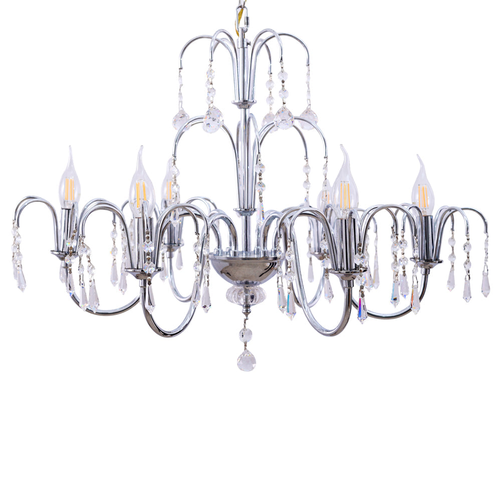 نجفه كوشه، 6 لمبة، معدن، 70×62 سم فضي من قنديل مصر - Kosha Chandelier, 6 Lights, Metal, 70×62cm Silver|Kandil Egypt