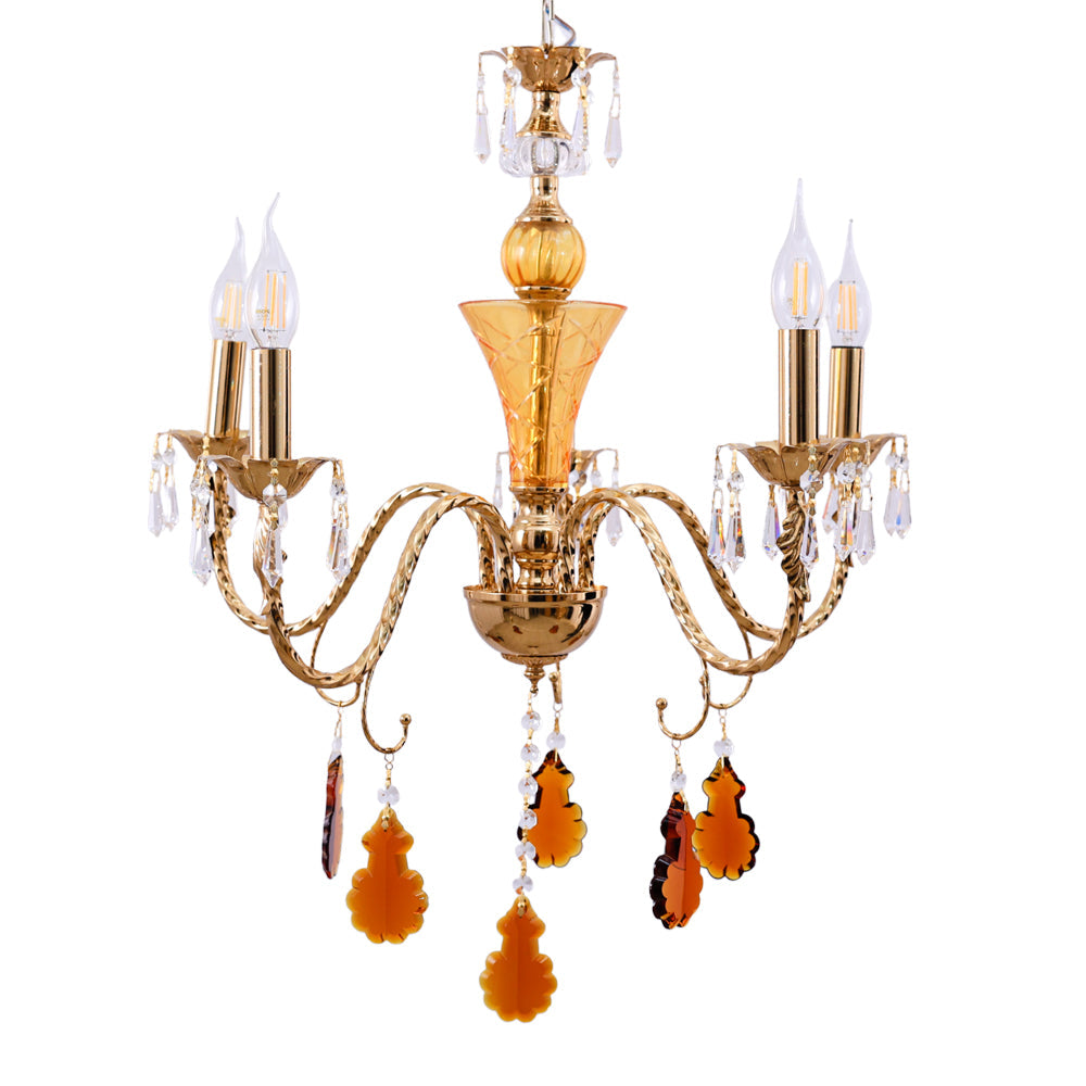 نجفه قلب، 5 لمبة، معدن، 55×77 سم دهبي من قنديل مصر - Heart Chandelier, 5 Lights, Metal, 55×77cm Gold|Kandil Egypt