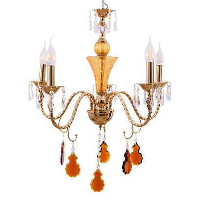 نجفه قلب، 5 لمبة، معدن، 55×77 سم دهبي من قنديل مصر - Heart Chandelier, 5 Lights, Metal, 55×77cm Gold|Kandil Egypt