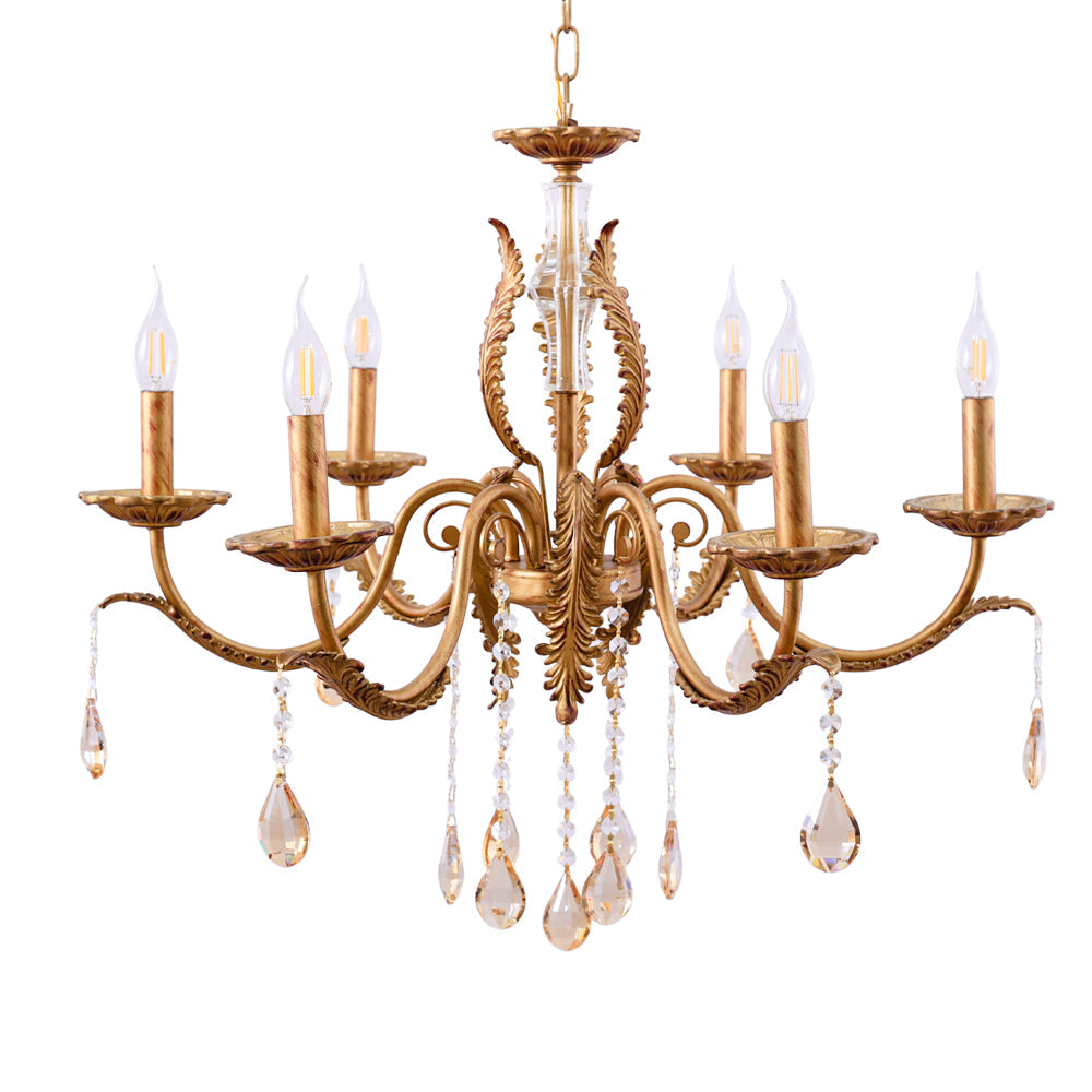 نجفه ماردين، 6 لمبة، معدن، 76×80 سم دهبي من قنديل مصر - Mardin Chandelier, 6 Lights, Metal, 76×80cm Gold|Kandil Egypt