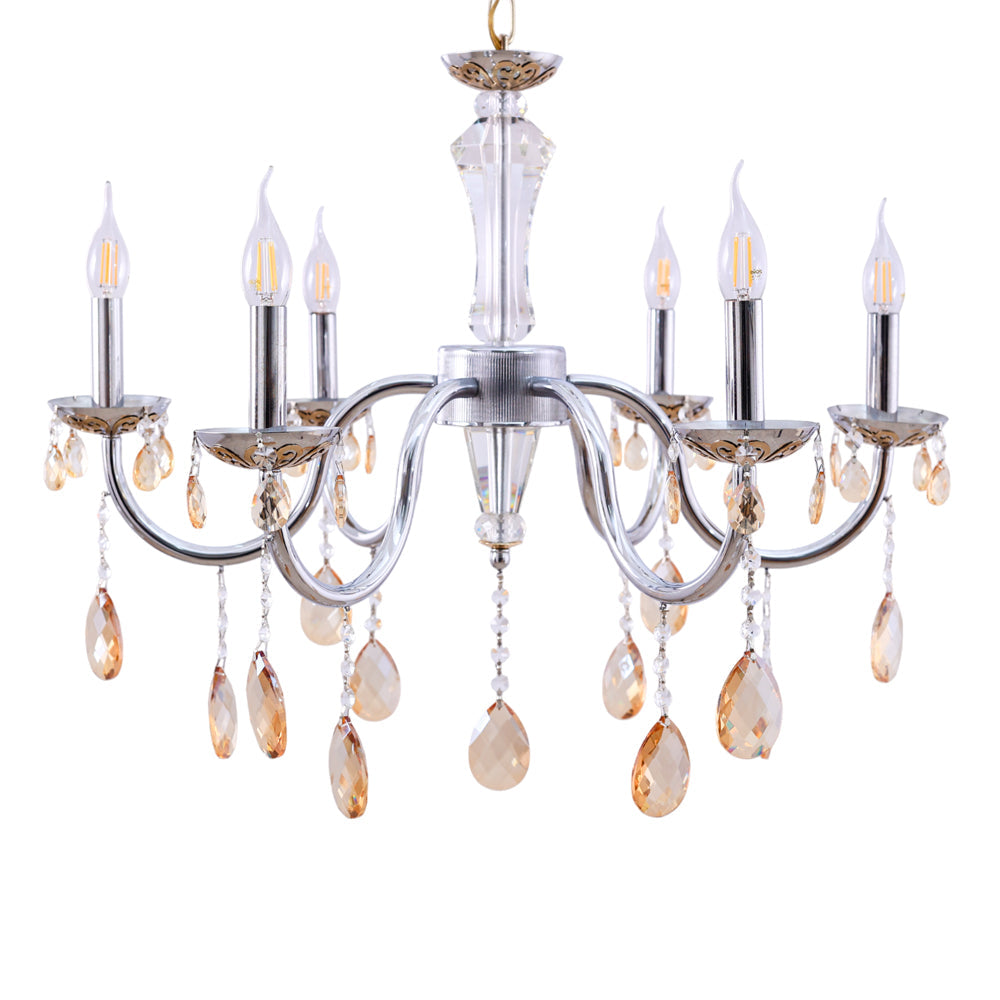 نجفه قلب، 6 لمبة، معدن، 70×65 سم فضي من قنديل مصر - Heart Chandelier, 6 Lights, Metal, 70×65cm Silver|Kandil Egypt
