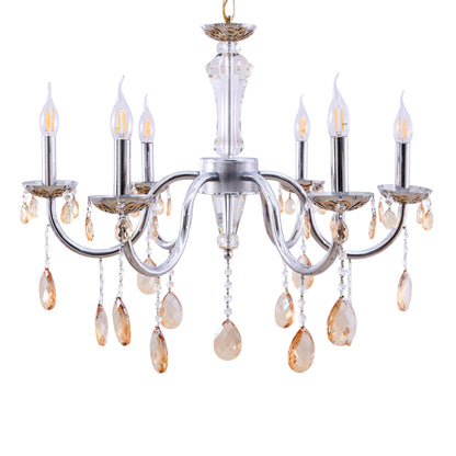 نجفه قلب، 6 لمبة، معدن، 70×65 سم فضي من قنديل مصر - Heart Chandelier, 6 Lights, Metal, 70×65cm Silver|Kandil Egypt