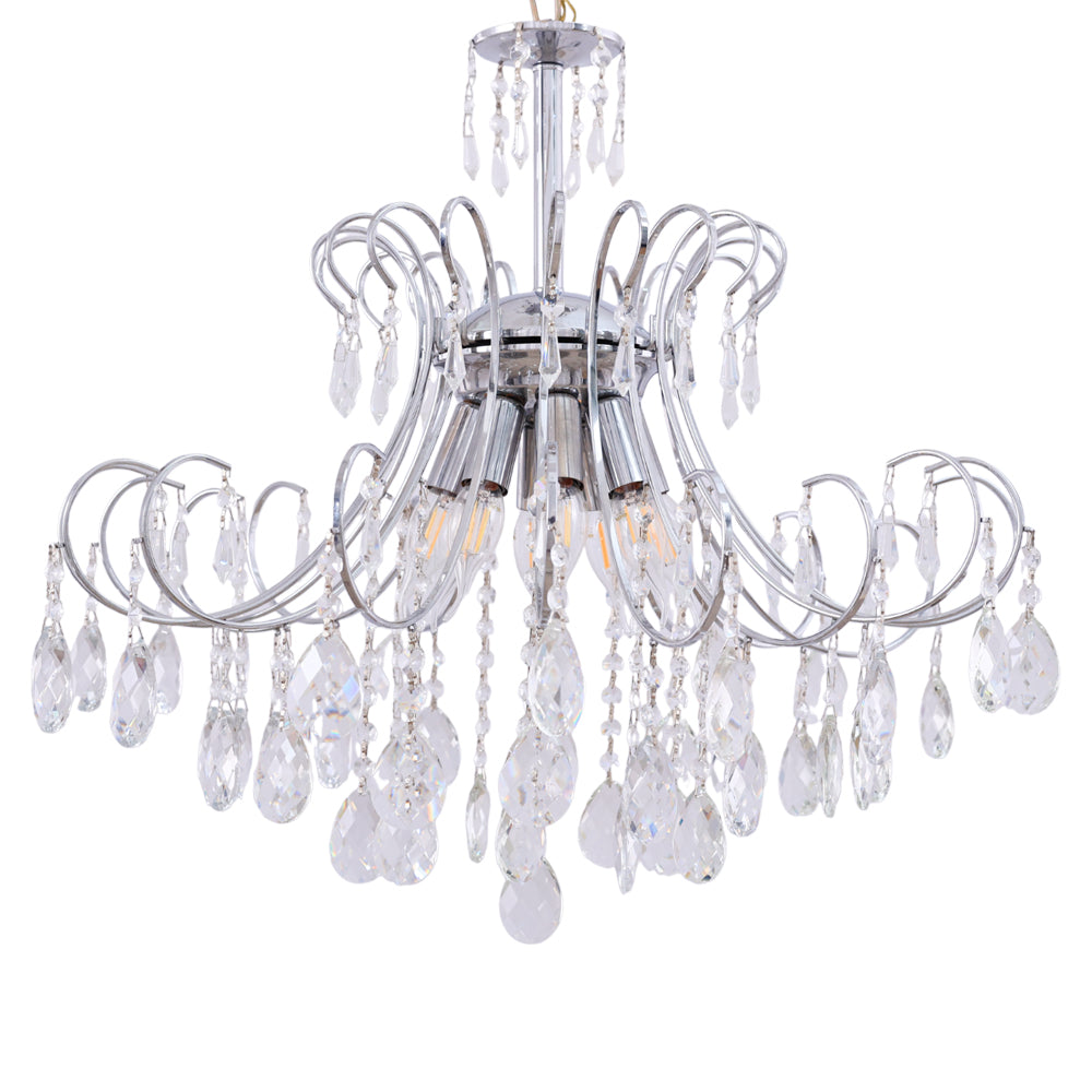 نجفه نافوره، 8 لمبة، معدن، 60×70 سم فضي من قنديل مصر - Fountain Chandelier, 8 Lights, Metal, 60×70cm Silver|Kandil Egypt