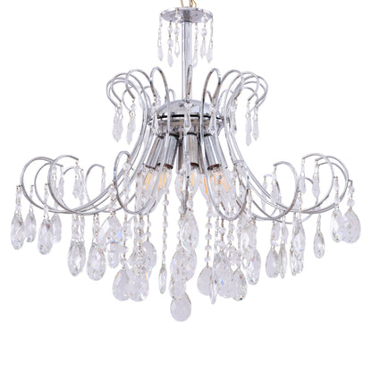 نجفه نافوره، 8 لمبة، معدن، 60×70 سم فضي من قنديل مصر - Fountain Chandelier, 8 Lights, Metal, 60×70cm Silver|Kandil Egypt