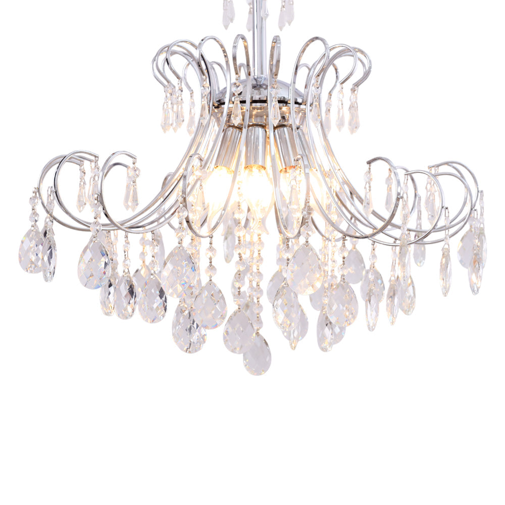 نجفه نافوره، 8 لمبة، معدن، 60×70 سم فضي من قنديل مصر - Fountain Chandelier, 8 Lights, Metal, 60×70cm Silver|Kandil Egypt