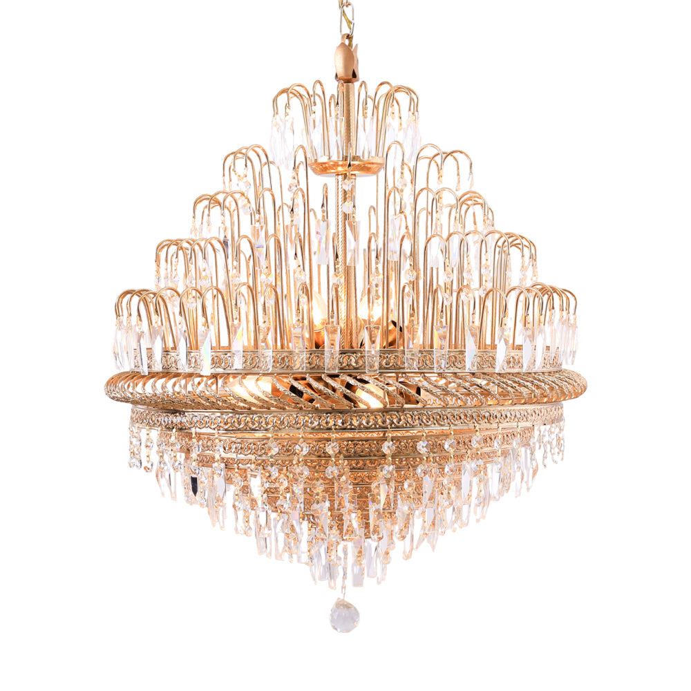 Basket Chandelier, 10 Lights, Metal, 60×85cm - Gold