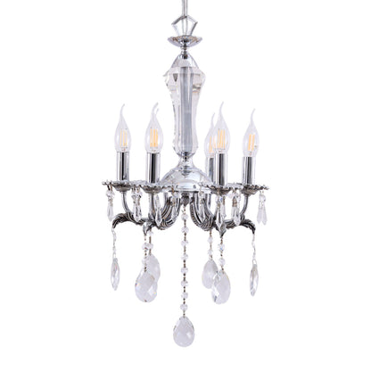 نجفه كريستال، 6 لمبة، معدن، 36×62 سم فضي من قنديل مصر - Crystal Chandelier, 6 Lights, Metal, 36×62cm Silver|Kandil Egypt