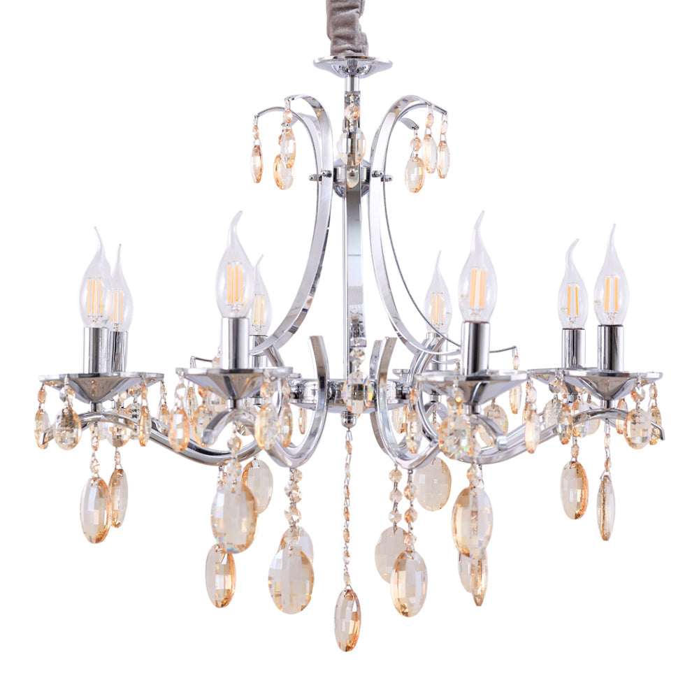 Chandelier, 8 Lights, Metal, 63×70cm - Silver