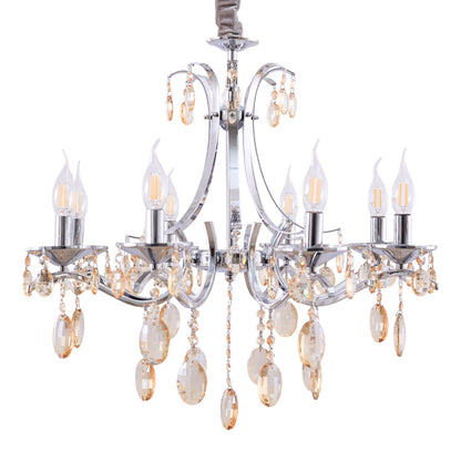 Chandelier, 8 Lights, Metal, 63×70cm - Silver