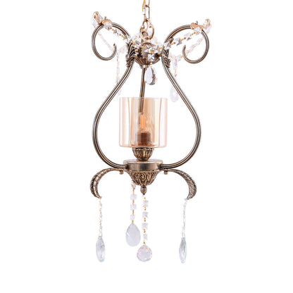 معلقة، 1 لمبة، معدن، 28×60 سم دهبي من قنديل مصر - Lantern, 1 Lights, Metal, 28×60cm Gold|Kandil Egypt