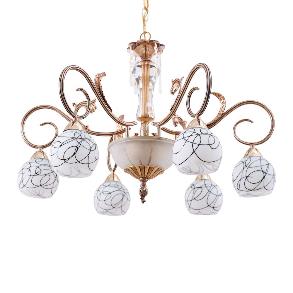 Spider Chandelier, 6 Lights, Metal, 70×60cm - Gold