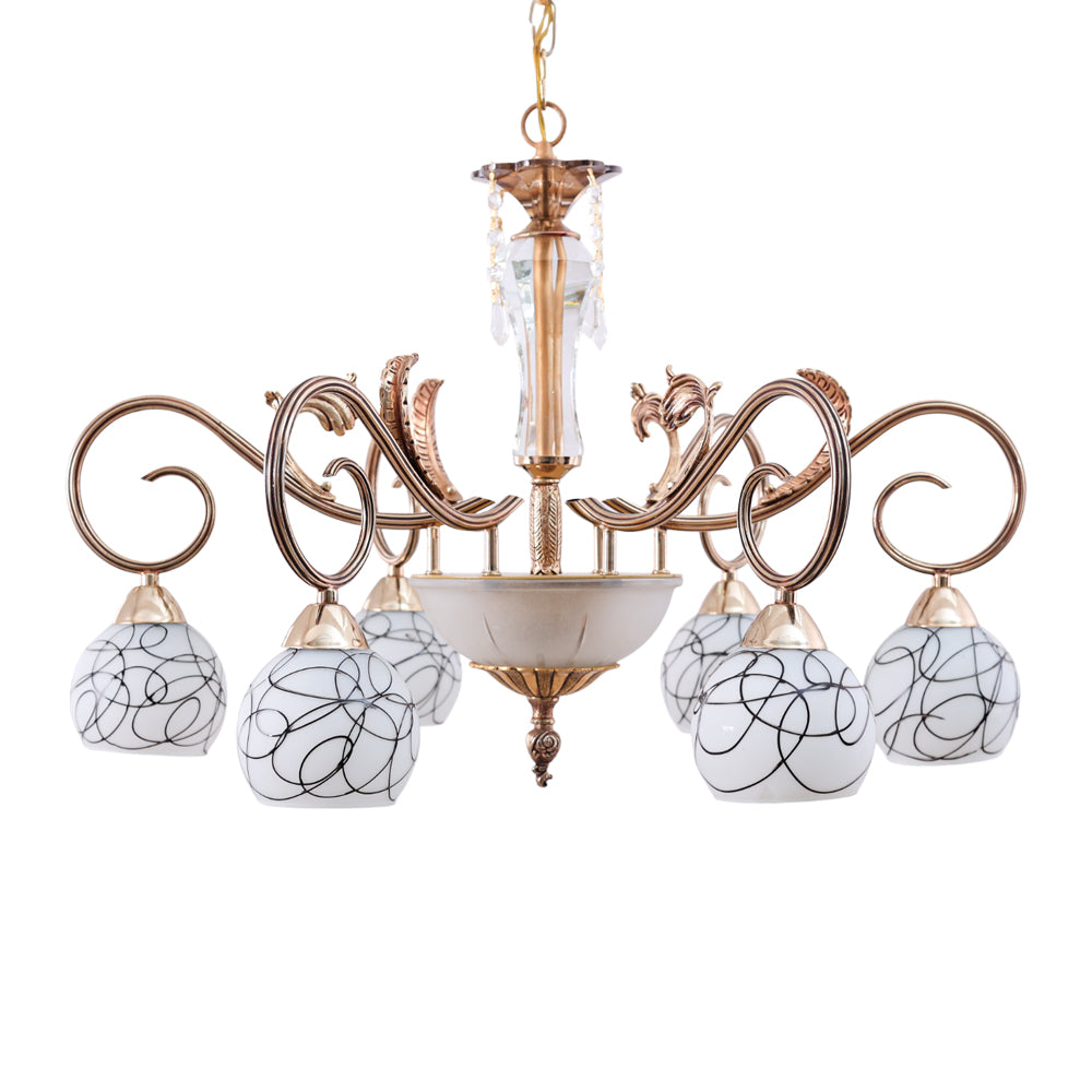 نجفه عنكبوت، 6 لمبة، معدن، 70×60 سم دهبي من قنديل مصر - Spider Chandelier, 6 Lights, Metal, 70×60cm Gold|Kandil Egypt