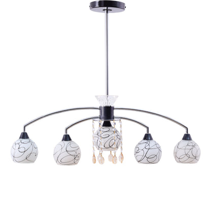 نجفة، 5 لمبة، معدن، 78×68 سم فضي من قنديل مصر - Chandelier, 5 Lights, Metal, 78×68cm Silver|Kandil Egypt