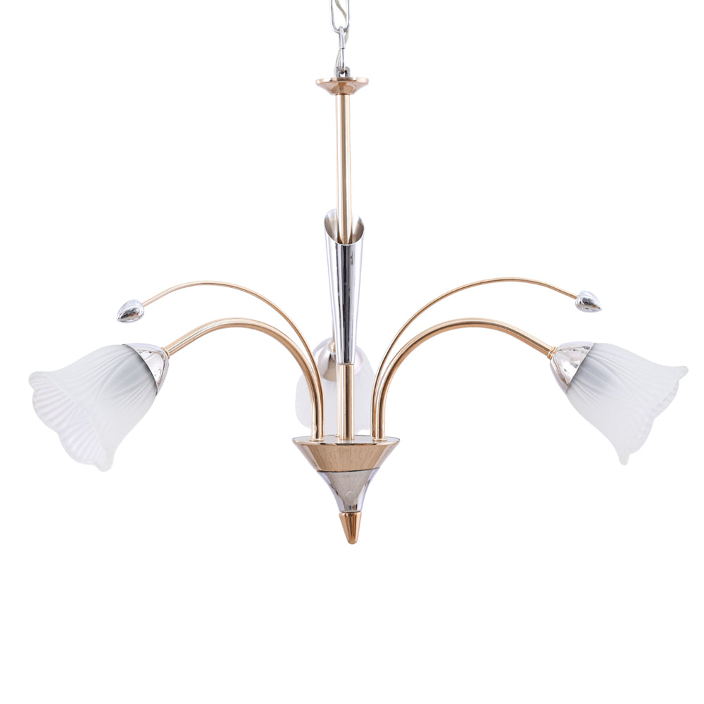 نجفه نيرين، 3 لمبة، معدن، 55×55 سم دهبي*فضي من قنديل مصر - Neirin Chandelier, 3 Lights, Metal, 55×55cm Silver Gold|Kandil Egypt
