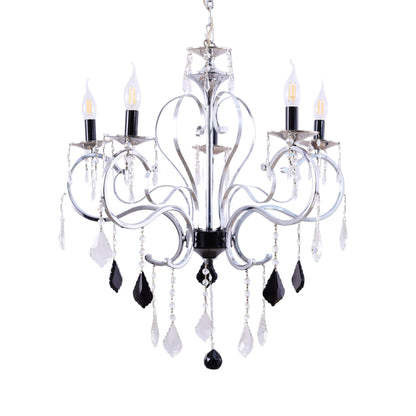 نجفه، 5 لمبة، معدن، 68×75 سم فضي من قنديل مصر - Chandelier, 5 Lights, Metal, 68×75cm Silver|Kandil Egypt