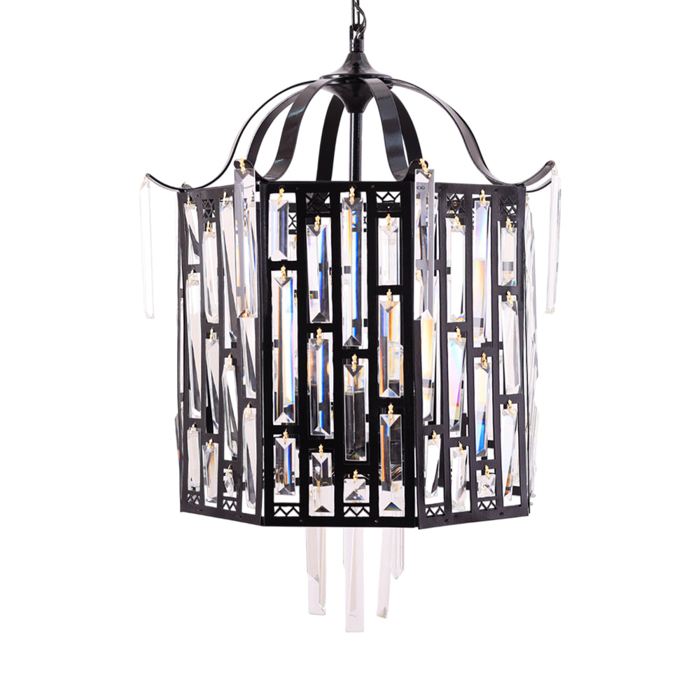 Cylinder Chandelier, 4 Lights, Metal, 65×48 cm - Black