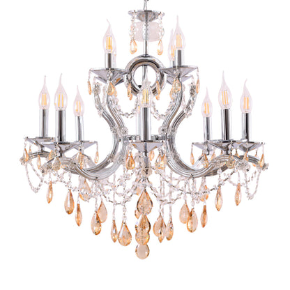 نجفة ماري تريز، 12 لمبة، معدن، 80×65 سم فضي من قنديل مصر - Marie Therese Chandelier, 12 Lights, Metal, 80×65 cm Silver|Kandil Egypt