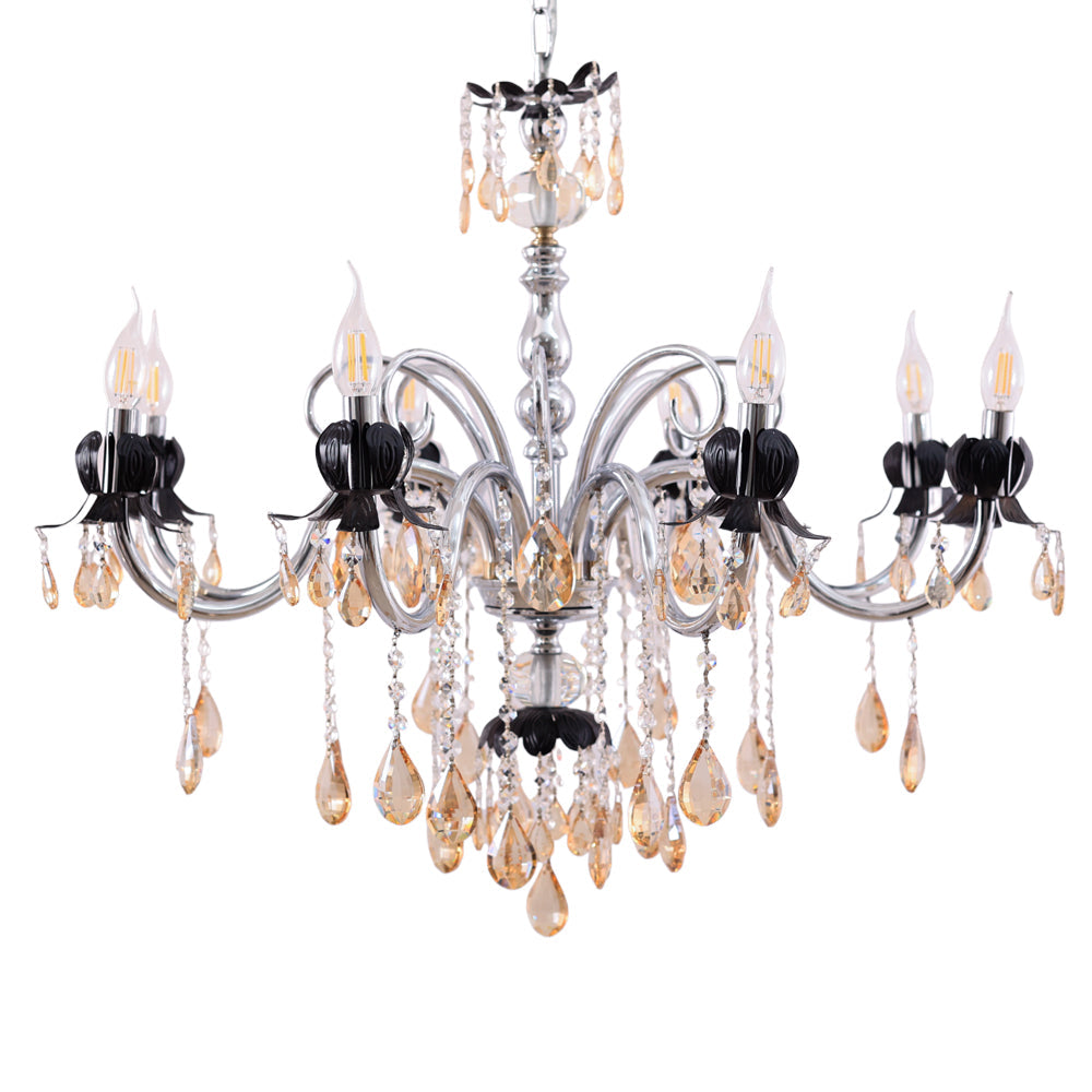 نجفة ورد، 8 لمبة، معدن، 75×85 سم فضي من قنديل مصر - Flower Chandelier, 8 Lights, Metal, 75×85 cm Silver|Kandil Egypt
