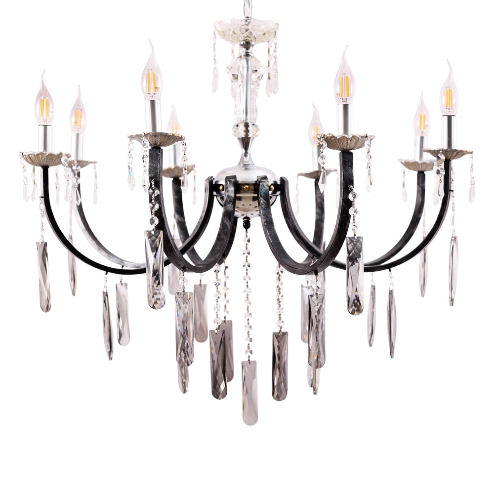 Chandelier, 8 Lights, Metal, 82×82 cm - Black silver
