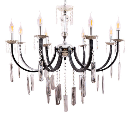 Chandelier, 8 Lights, Metal, 82×82 cm - Black silver