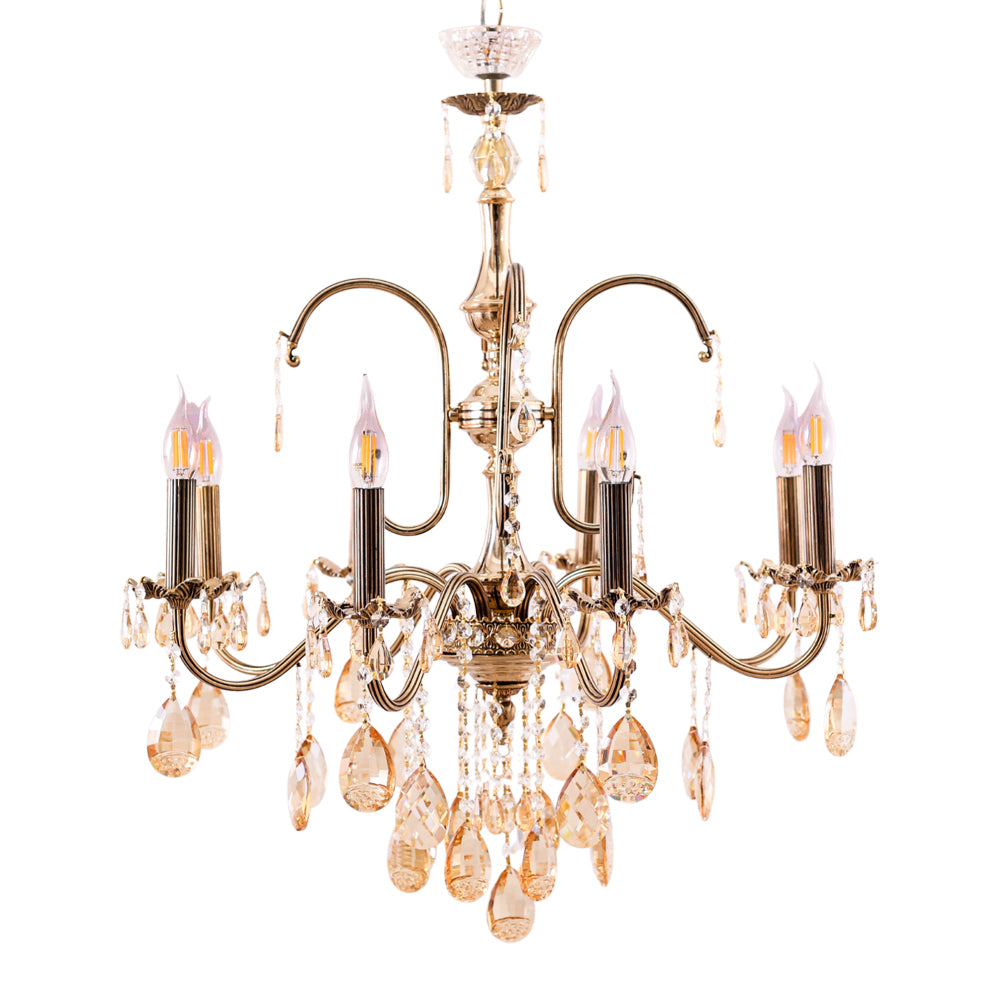 Rose Chandelier, 8 Lights, Metal, 95×72 cm - Gold