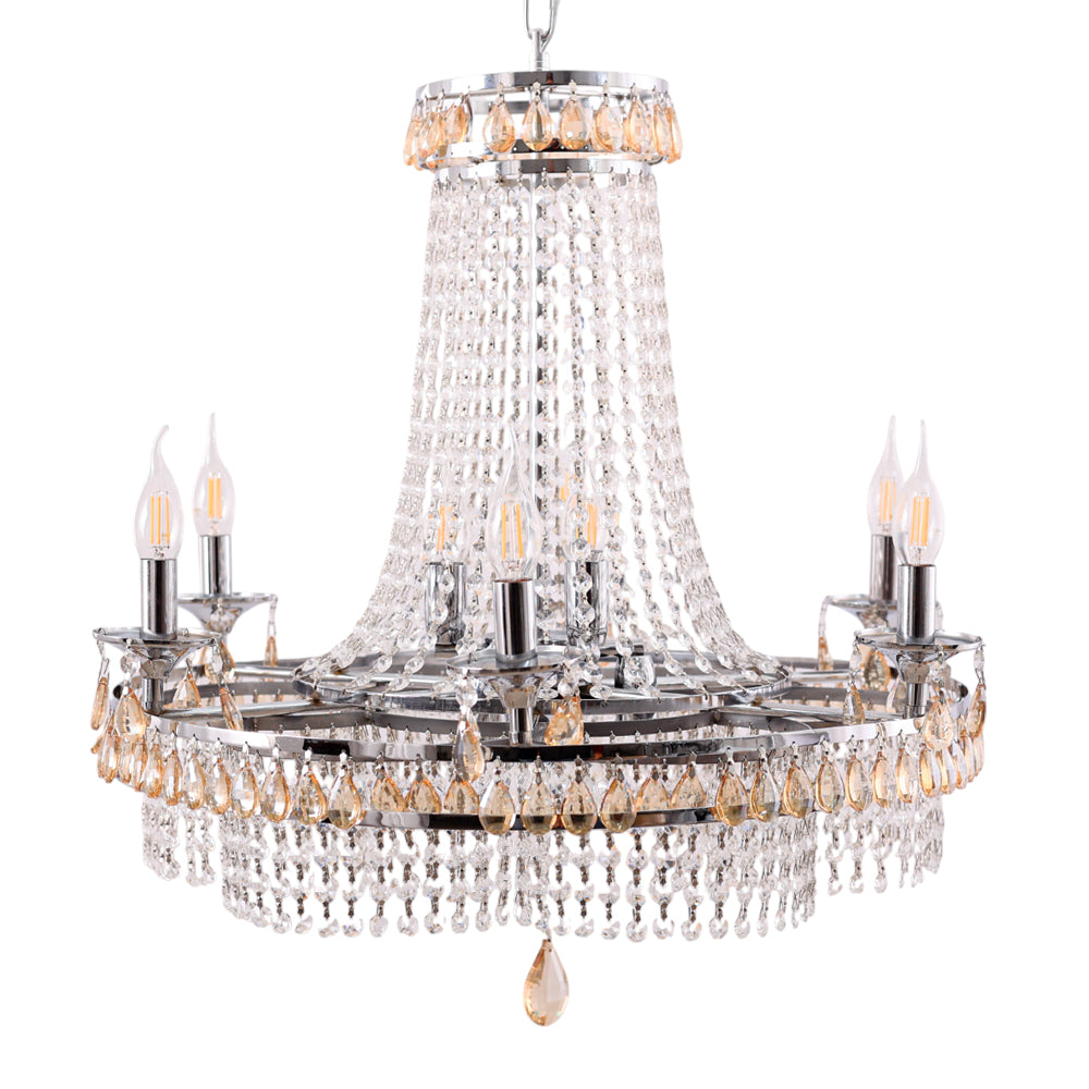 Basket Chandelier, 12 Lights, Metal, 80×68 cm - Silver
