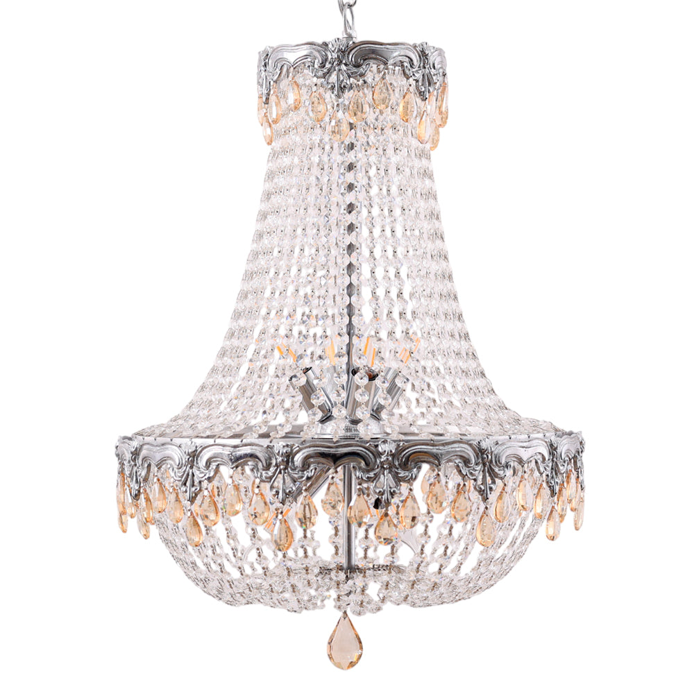 Basket Chandelier, 7 Lights, Metal, 75×50 cm - Silver