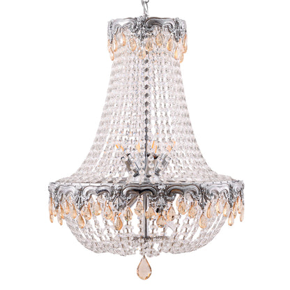 Basket Chandelier, 7 Lights, Metal, 75×50 cm - Silver