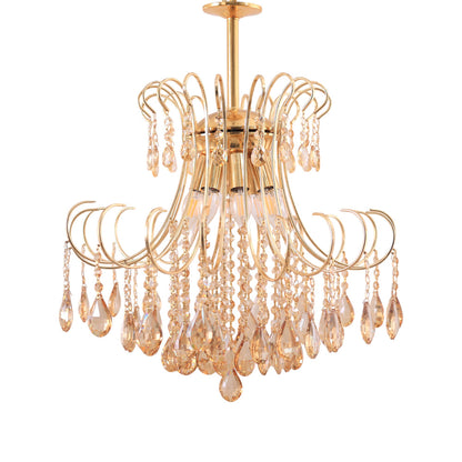 Wire Chandelier, 8 Lights, Metal, 75×53 cm - Gold