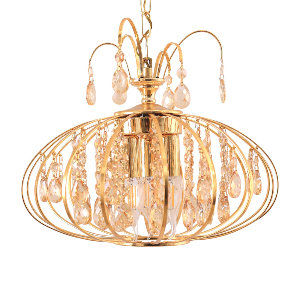 Wire Lantern, 3 Lights, Metal, 40×36 cm - Gold