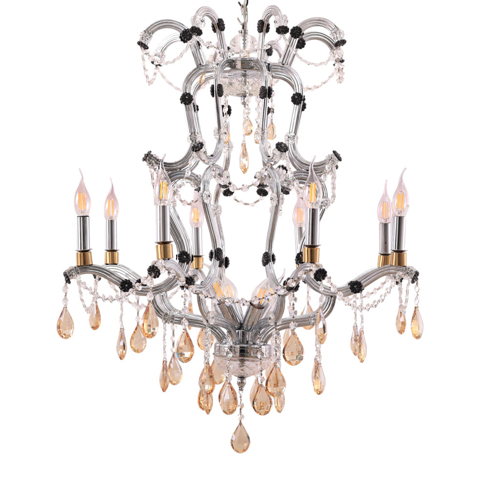 نجفة ماري تريز، 12 لمبة، معدن، 95×72 سم فضي من قنديل مصر - Marie Therese Chandelier, 12 Lights, Metal, 95×72 cm Silver|Kandil Egypt