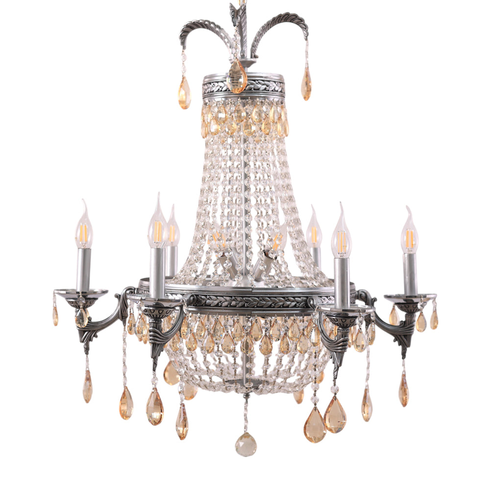 Basket Chandelier, 14 Lights, Metal, 92×72 cm - Silver