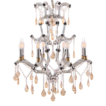 نجفة ماري تريز، 8 لمبة، معدن، 95×72 سم فضي من قنديل مصر - Marie Therese Chandelier, 8 Lights, Metal, 95 × 72 cm Silver|Kandil Egypt