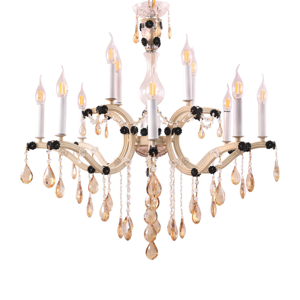 نجفة ماري تريز، 12 لمبة، معدن، 90×80 سم وايتي من قنديل مصر - Marie Therese Chandelier, 12 Lights, Metal, 90×80 cm Whitey|Kandil Egypt
