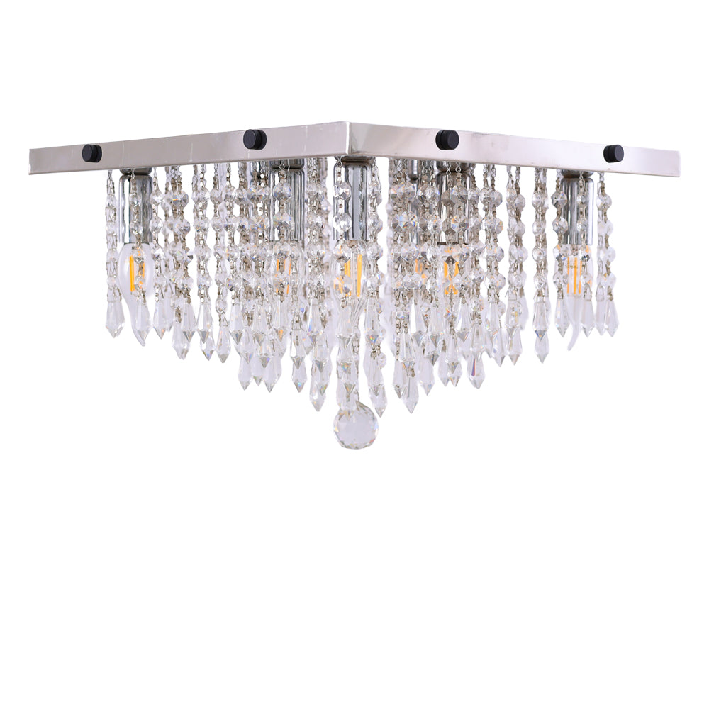 لطش مربع، 8 لمبة، معدن، 40×25 سم – فضي من قنديل مصر - Square Flush Light, 8 Lights, Metal, 40×25cm Silver|Kandil Egypt