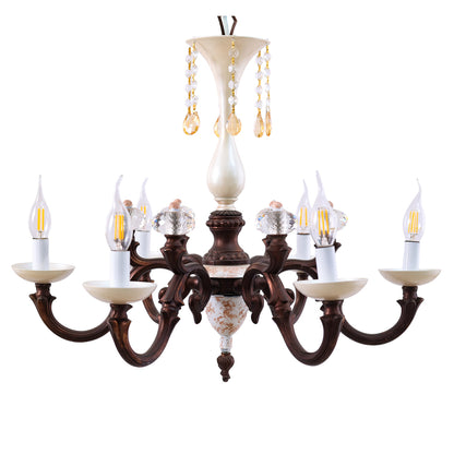 نجفة، 6 لمبة، معدن، 65×65 سم – بني أبيض من قنديل مصر - Chandelier, 6 Lights, Metal, 65×65cm Brown Whitey|Kandil Egypt