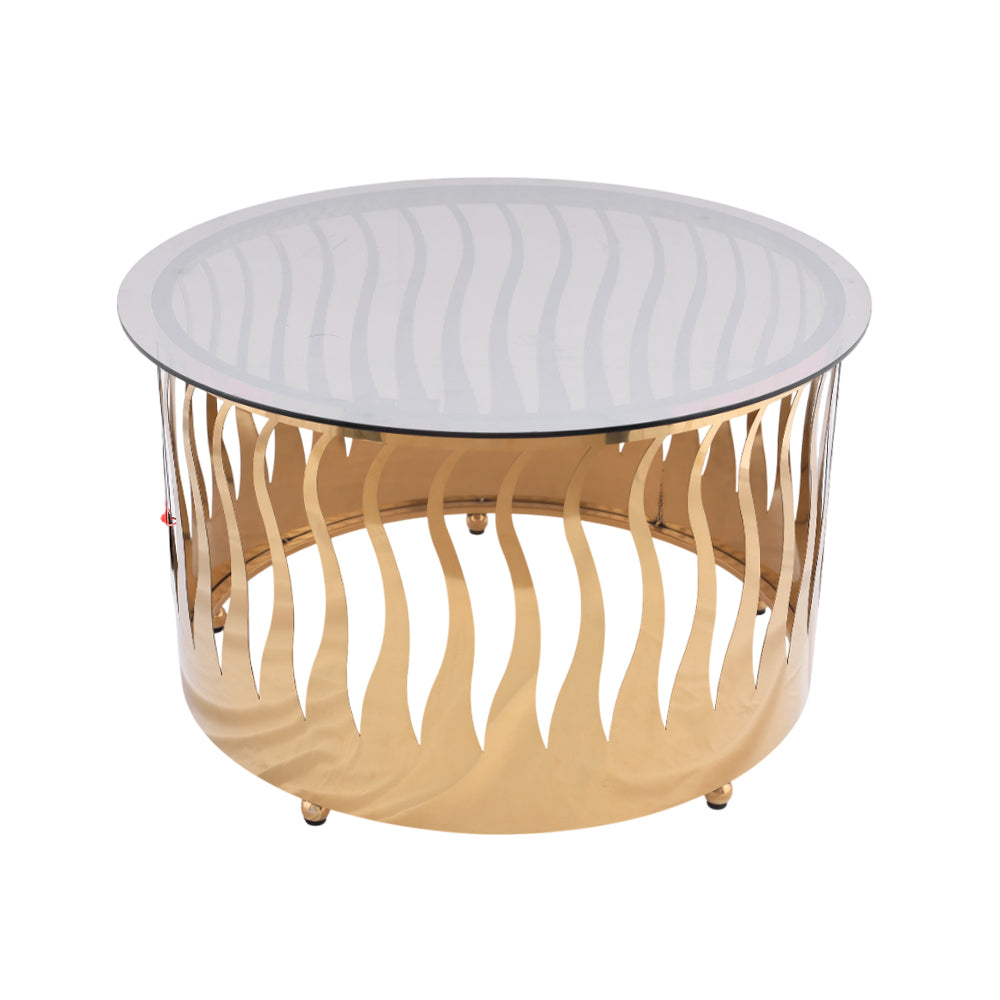 ترابيزة دائرية، ستانلس ستيل، 80×45 سم – ذهبي من قنديل مصر - Round Table, Stainless Steel, 80×45cm Gold|Kandil Egypt