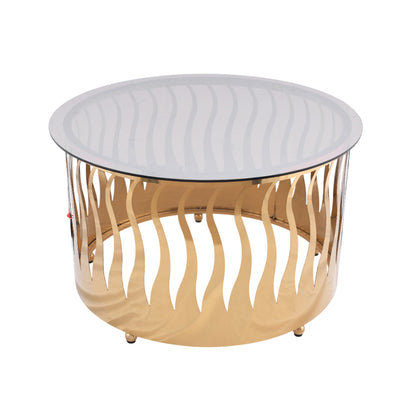 ترابيزة دائرية، ستانلس ستيل، 80×45 سم – ذهبي من قنديل مصر - Round Table, Stainless Steel, 80×45cm Gold|Kandil Egypt