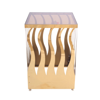 ترابيزة مربعة، ستانلس ستيل، 41×60 سم – ذهبي من قنديل مصر - Square Table, Stainless Steel, 41×60cm Gold|Kandil Egypt