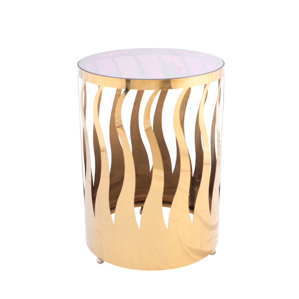ترابيزة دائرية، ستانلس ستيل، 45×60 سم – ذهبي من قنديل مصر - Round Table, Stainless Steel, 45×60cm Gold|Kandil Egypt
