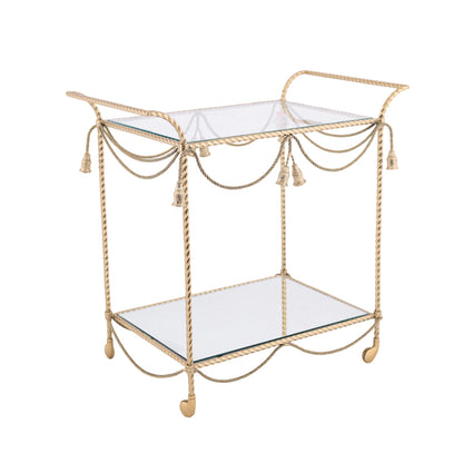 عربة شاي مواسير، معدن، 55×86 سم – سوليتير ذهبي من قنديل مصر - Pipes Tea Cart, Metal, 55×86cm Solitaire Gold|Kandil Egypt