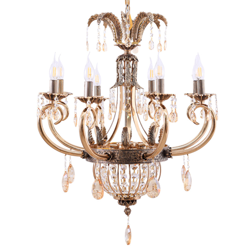 Basket Chandelier, 12 Lights, Metal, 67×95cm - Gold