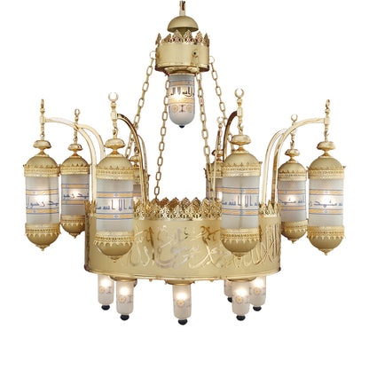 نجفة السيدة تعليق دور، 17 لمبة، 210×150 سم ذهبي من قنديل مصر - El-Sayeda 1-Level Chandelier, 17 Lights, 210×150 cm Gold|Kandil Egypt