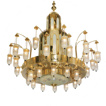 نجفة موديل الحرم النبوي، 48 لمبة، 185×250 سم ذهبي من قنديل مصر - El-Haram El-Nabawy Chandelier, 48 Lights, 185×250 cm Gold|Kandil Egypt