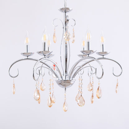 Modern Chandelier, 6 Lights, Metal, 67×65cm - Silver