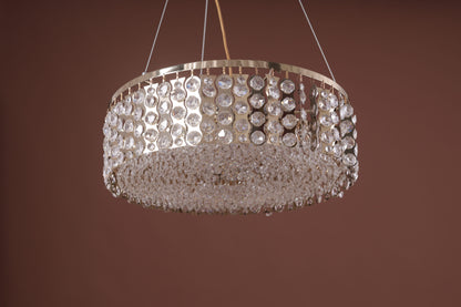 Chandelier 55 cm round stainless top code 5488 solitaire gold x black nickel with crystal