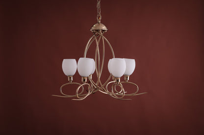 6-Arms chandelier 5282 solitaire gold with glass