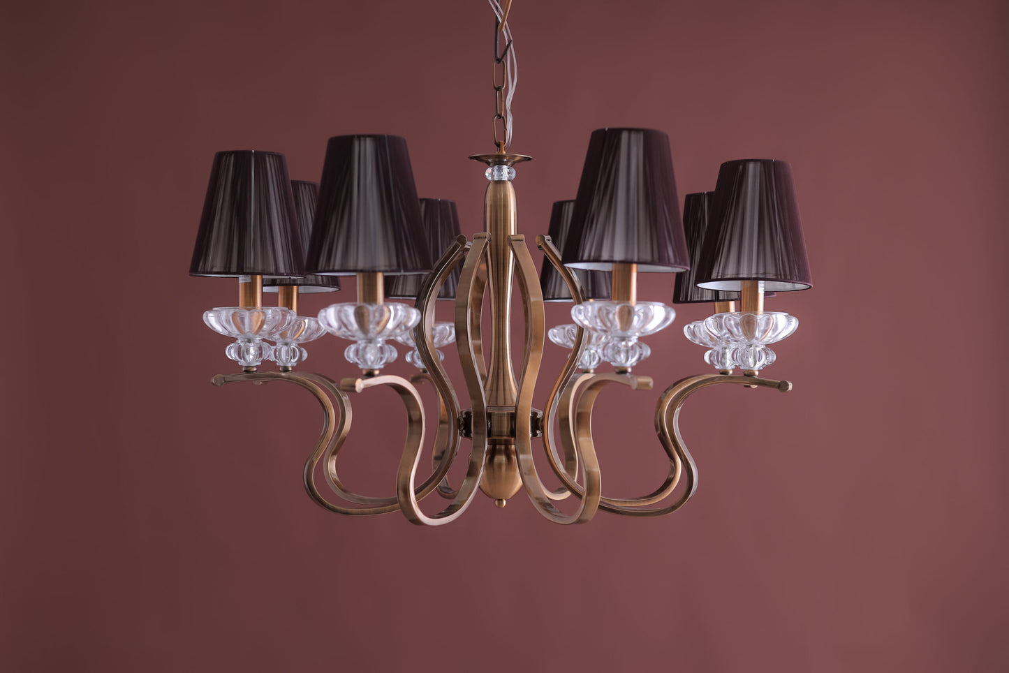 8-Arms chandelier brown lamp shade oxide